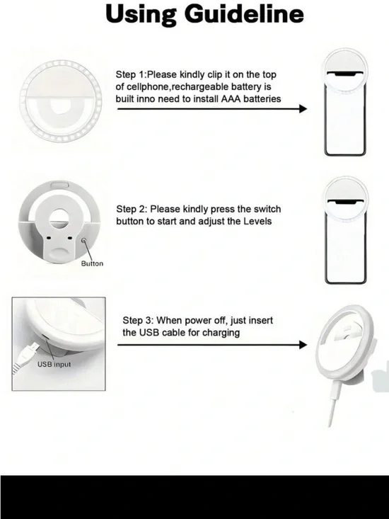 Portable pink Clip-On LED Selfie Ring Light for Smartphones, computers NIB - Picture 5 of 8